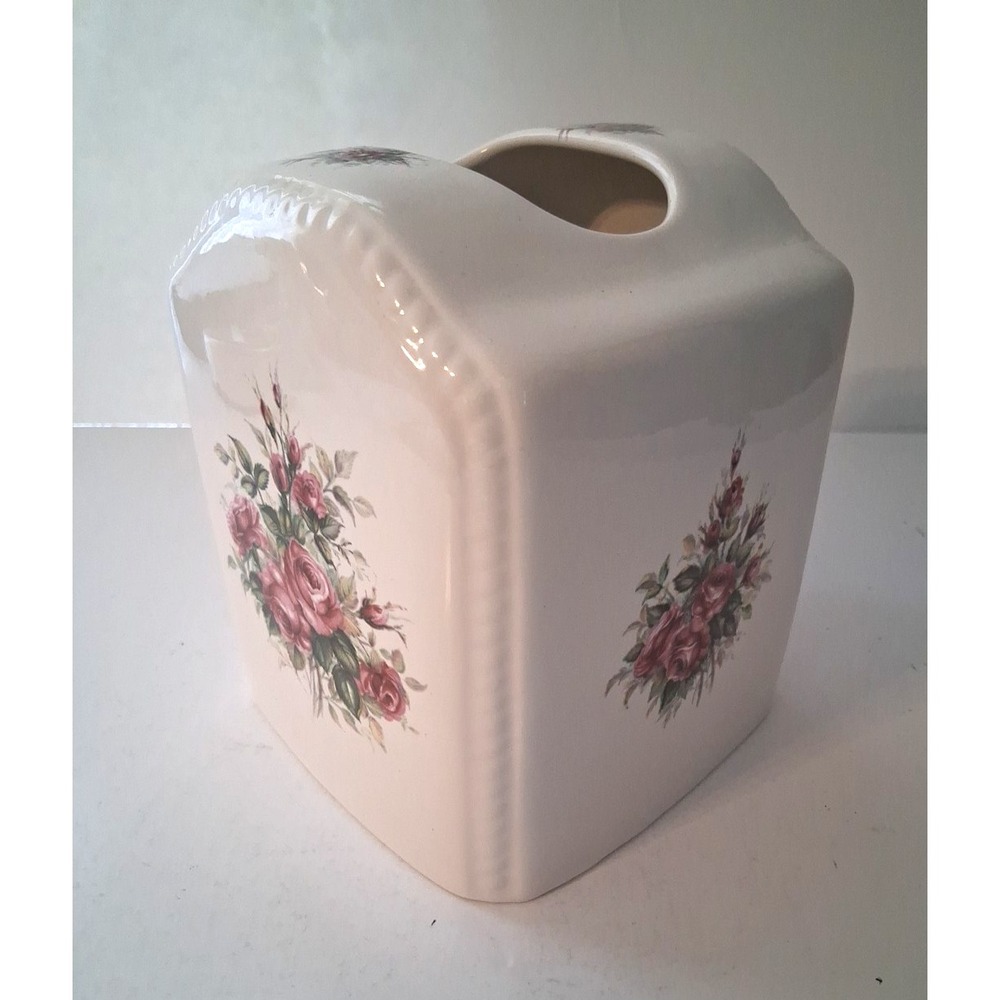 VTG Tissue Box Cover Floral Cottagecore Athena California Pottery USA made